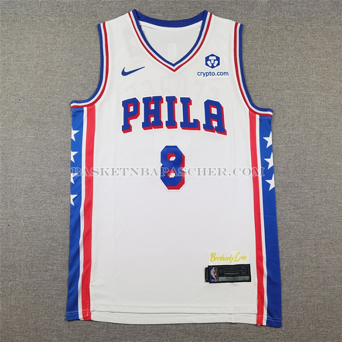 Maillot Philadelphia 76ers Paul George NO 8 Association 2024-25 Blanc
